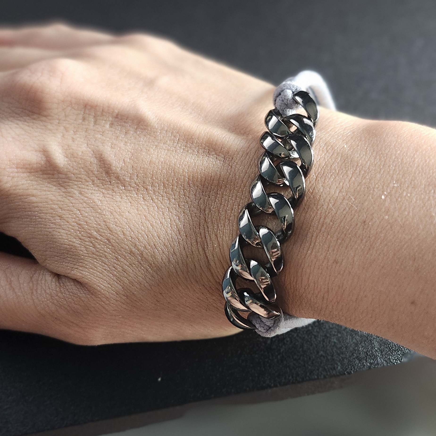 Marc By Marc Jacobs Curb Chain Double Rope Bracelet Gunmetal Gray 40$